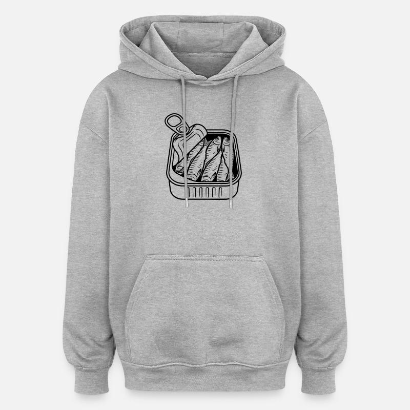 Sardinen - Oversized Unisex Hoodie - Grau meliert