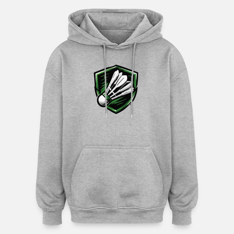 Badminton Shield Emblem - Oversized Unisex Hoodie - heather grey