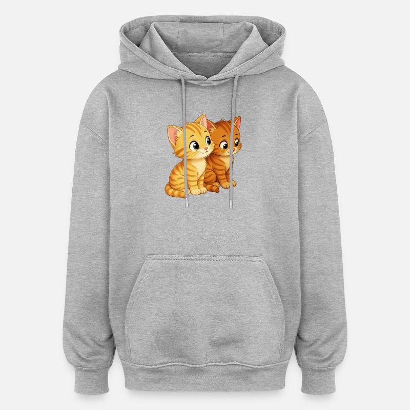 Kätzchen sitzen nebeneiander - Oversized Unisex Hoodie - Grau meliert