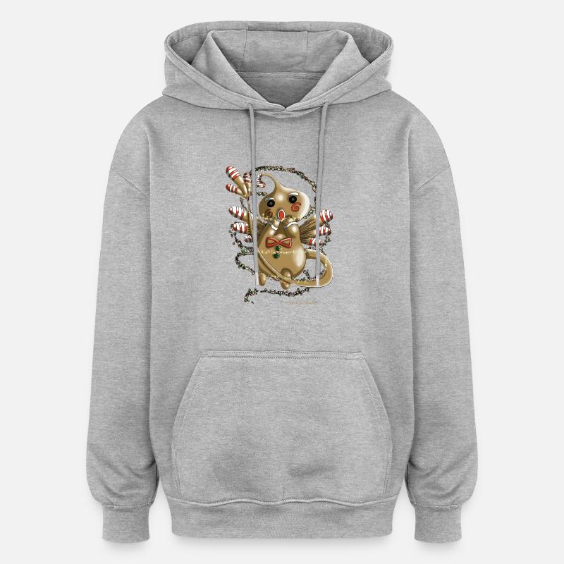 Logo Plouffy By Leona création - Sweat à capuche oversize unisexe - gris chiné