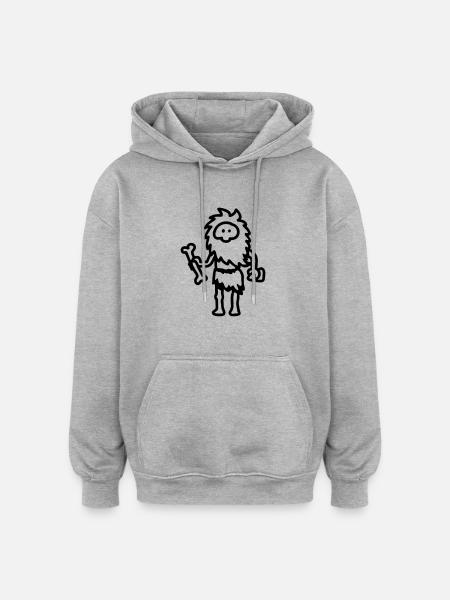 Caveman - line - Oversized Unisex Hoodie - heather grey