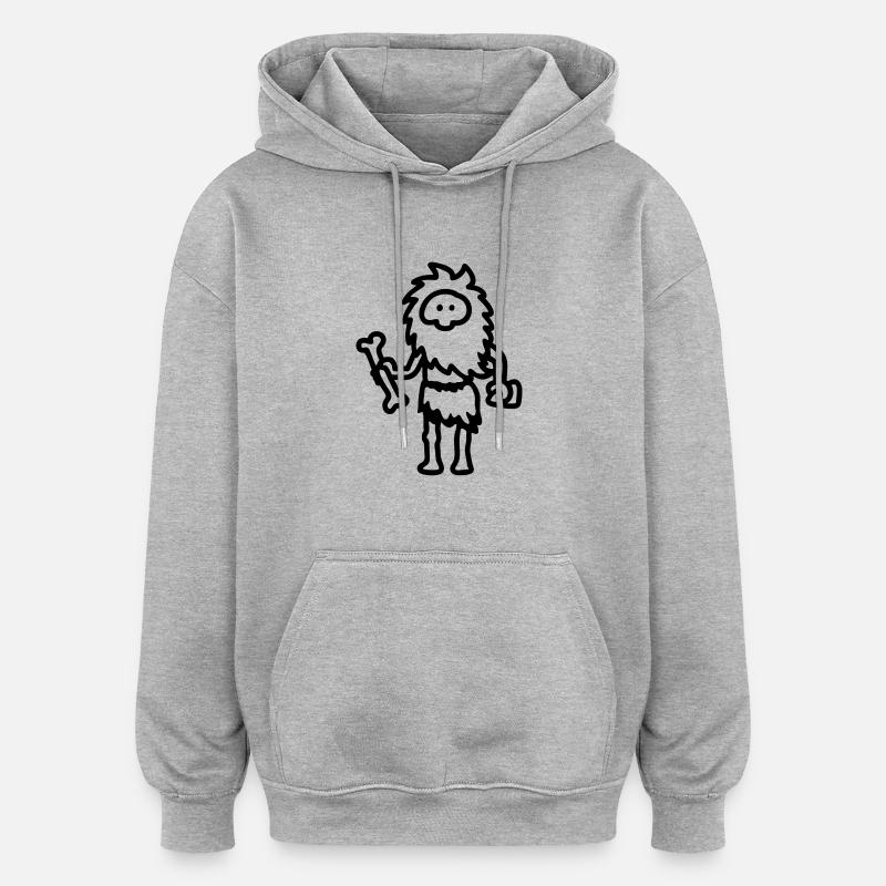 Höhlenmensch - line - Oversized Unisex Hoodie - Grau meliert