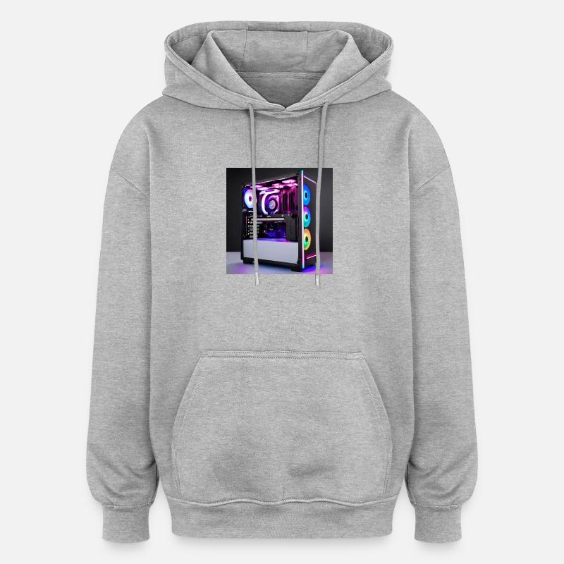 RGB Gaming PC - Oversized Unisex Hoodie - Grau meliert