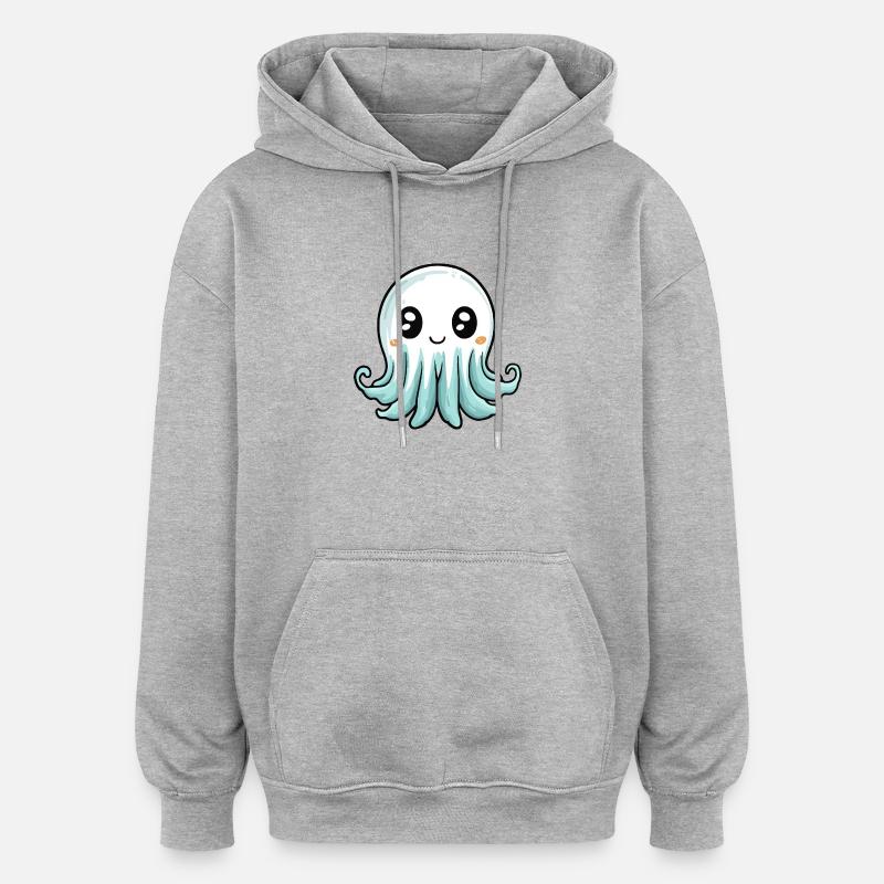 Jellyfish Halloween Comic Ghost - Oversized Unisex Hoodie - heather grey