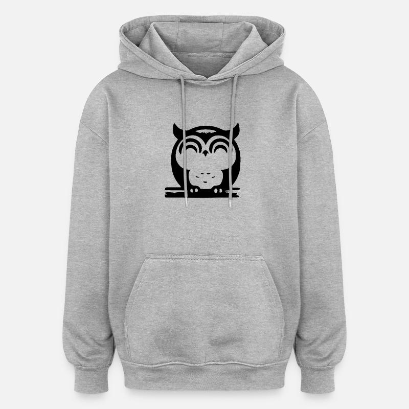Hibou endormi mignon - Sweat à capuche oversize unisexe - gris chiné