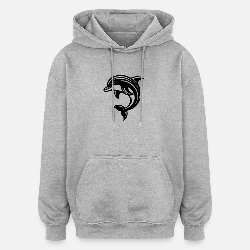 simpatico tatuaggio delfino - Felpa con cappuccio unisex oversize - grigio melange