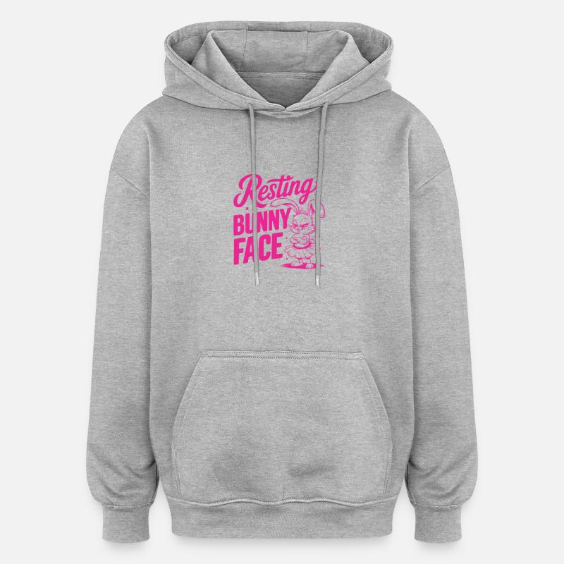 Visage de lapin au repos - Sweat à capuche oversize unisexe - gris chiné