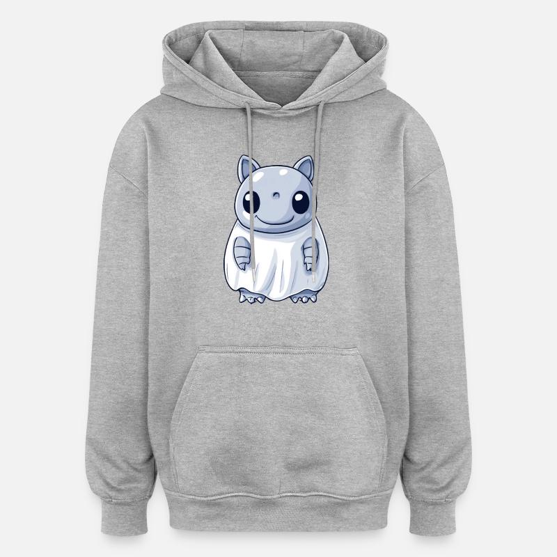 Armadillo Halloween Comic Ghost - Oversized Unisex Hoodie - heather grey