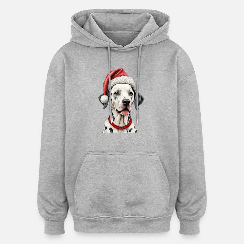 Chien dalmatien de Noël - Sweat à capuche oversize unisexe - gris chiné