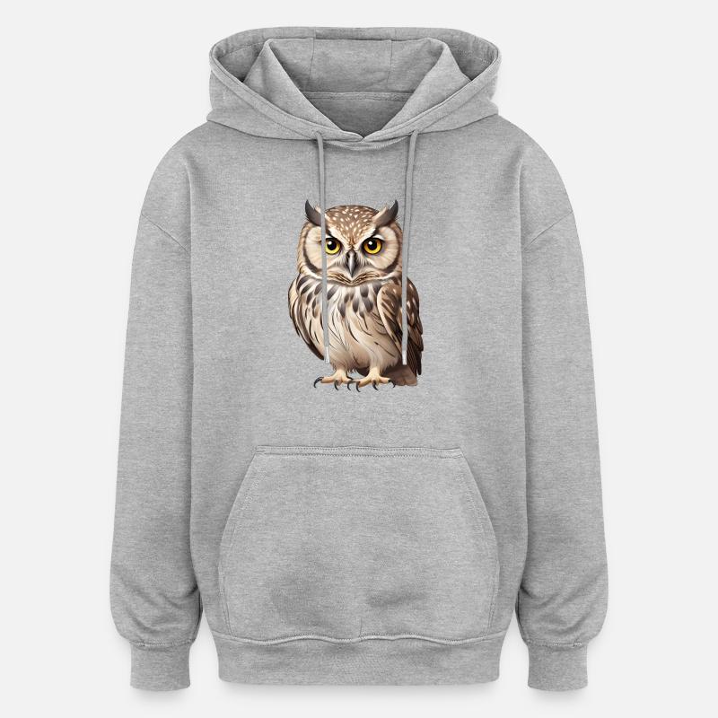 Junge braune Eule - Oversized Unisex Hoodie - Grau meliert