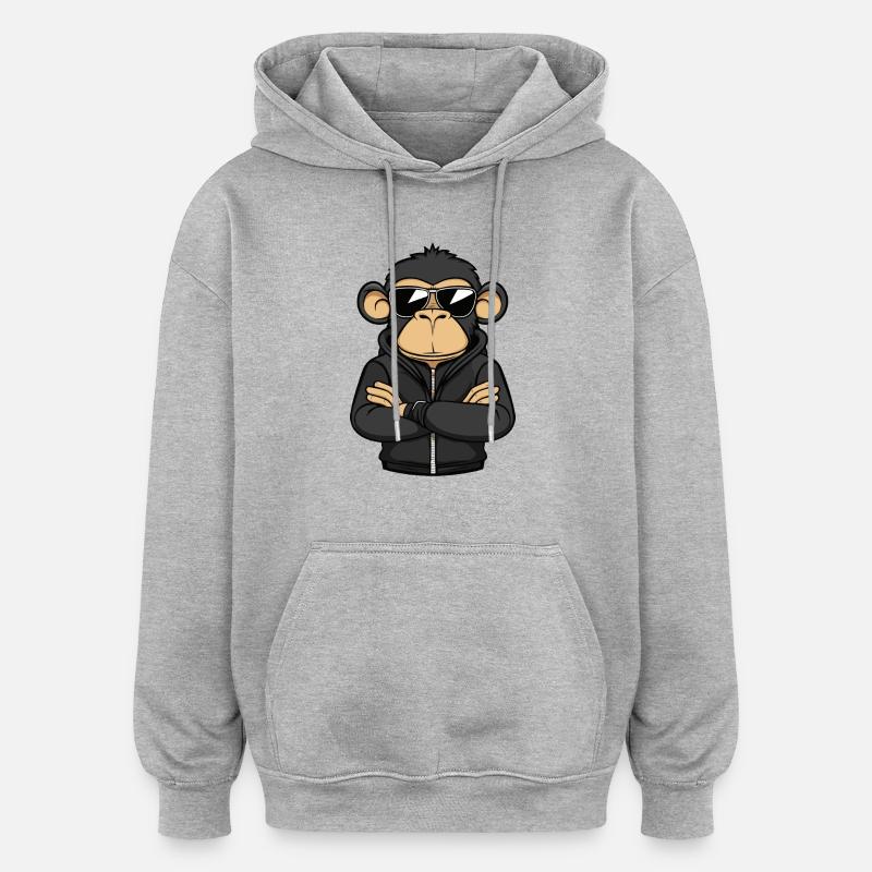 Bande dessinée Singe - Sweat à capuche oversize unisexe - gris chiné