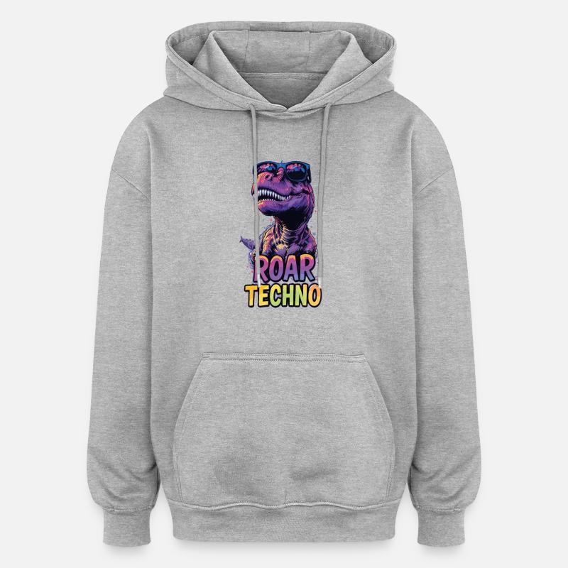 T-Rex - Roar TECHNO - Sweat à capuche oversize unisexe - gris chiné