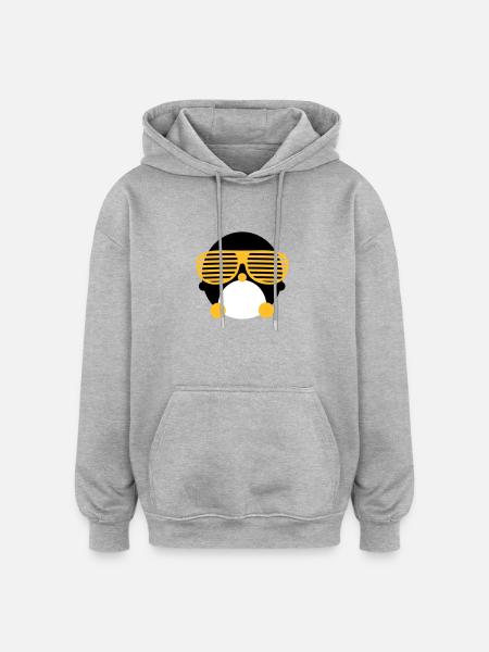 Pinguin - Oversized Unisex Hoodie - Grau meliert