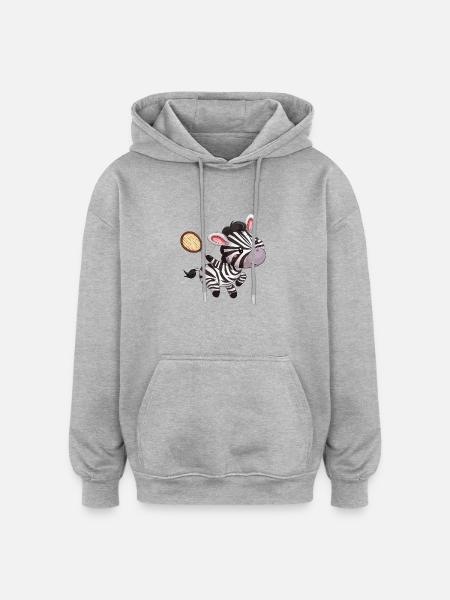 Kawaii zebra badminton: Cute badminton - Oversized Unisex Hoodie - heather grey