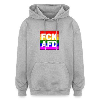 Fck afd - Oversized Unisex Hoodie - Grau meliert - Vorne - Noah (186cm)