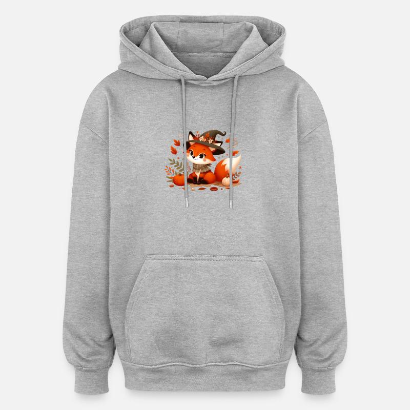 Fuchs Herbst 8 - Oversized Unisex Hoodie - Grau meliert