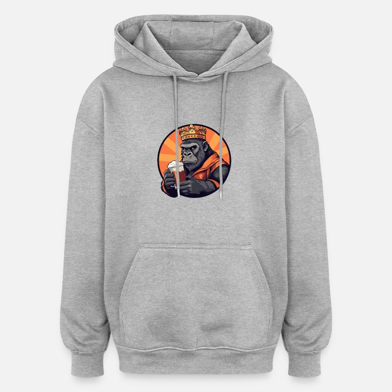 Gorilla Bier - Oversized Unisex Hoodie - Grau meliert