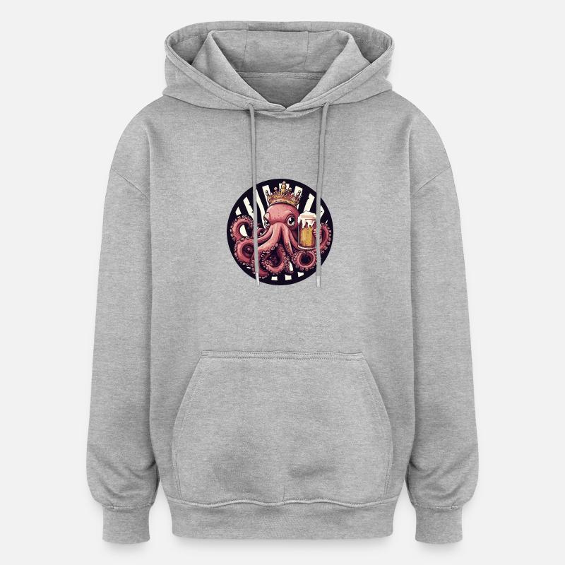Bière de poulpe - Sweat à capuche oversize unisexe - gris chiné