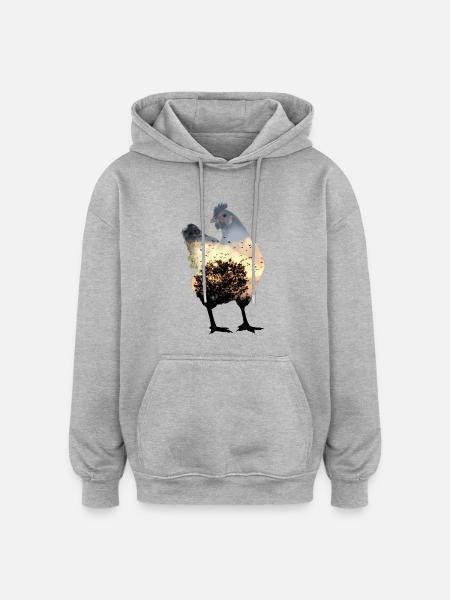 chicken - Oversized Unisex Hoodie - heather grey