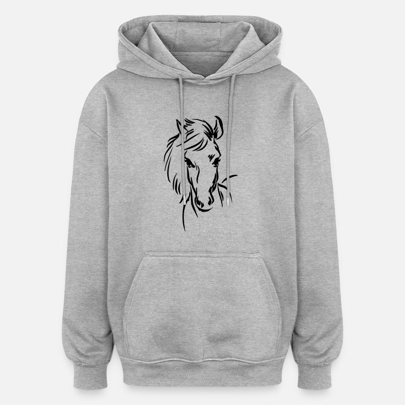 Cheval ... de wicki_de - Sweat à capuche oversize unisexe - gris chiné