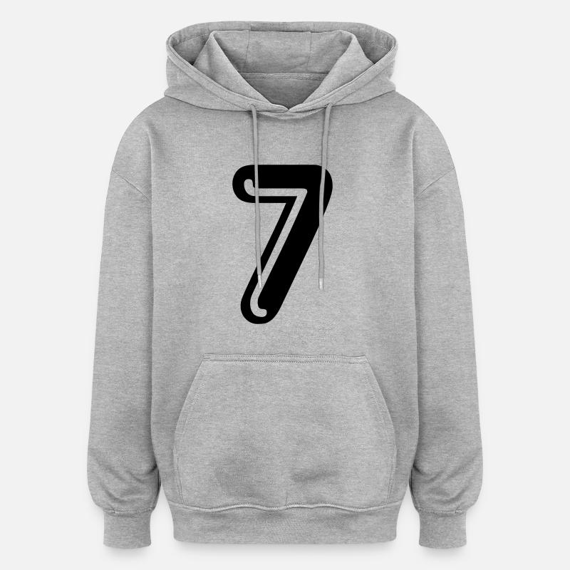 7 - Rückennummer - Oversized Unisex Hoodie - Grau meliert