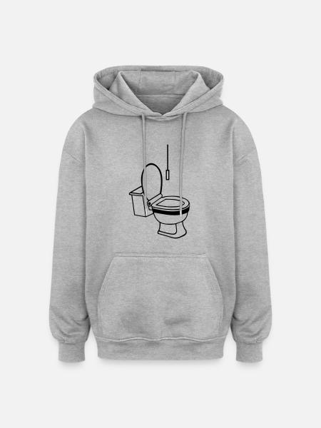 Toilette - Oversized Unisex Hoodie - Grau meliert