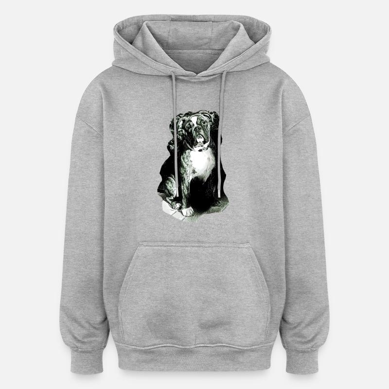 Bulldog02 - Sweat à capuche oversize unisexe - gris chiné