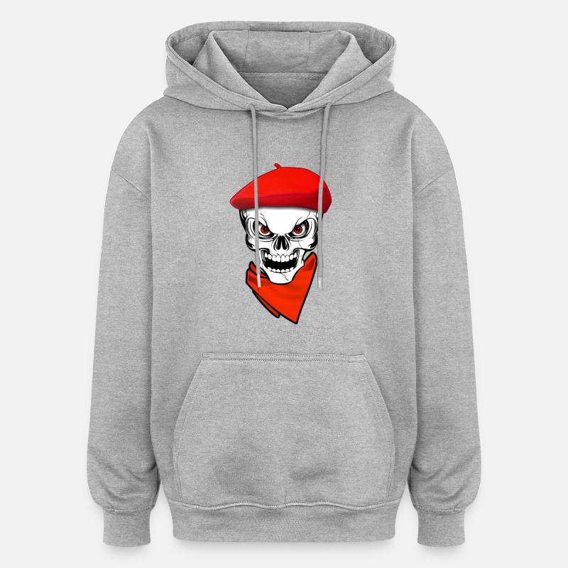 basque skull festayre 1 - Sweat à capuche oversize unisexe - gris chiné