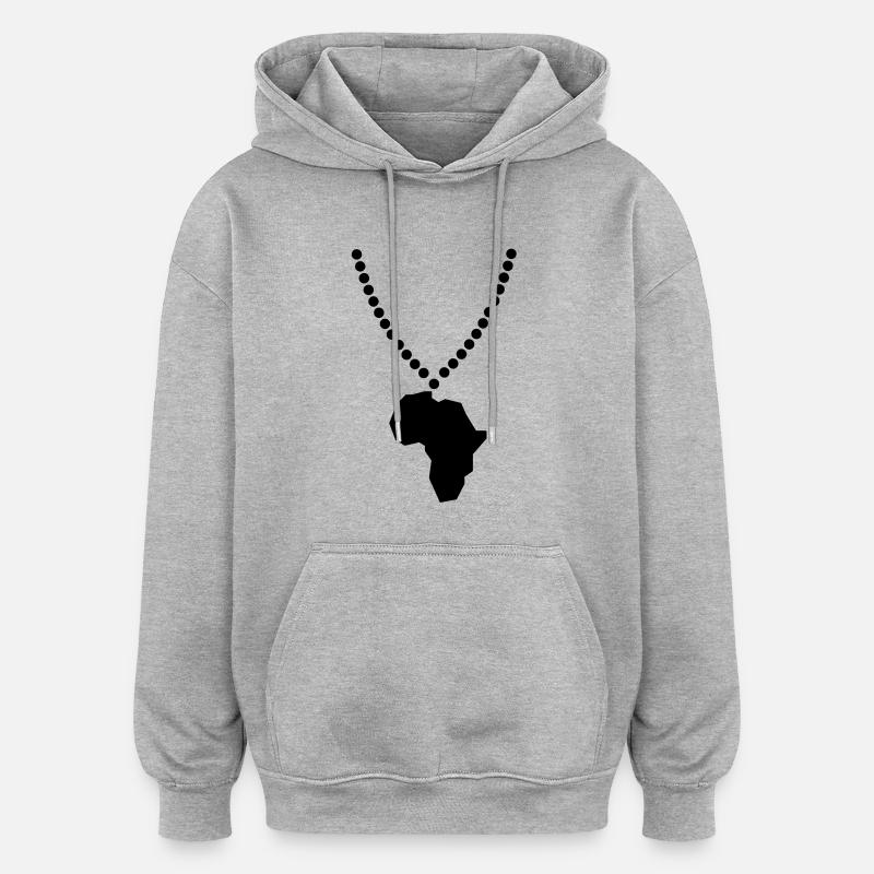 africa collier - Sweat à capuche oversize unisexe - gris chiné