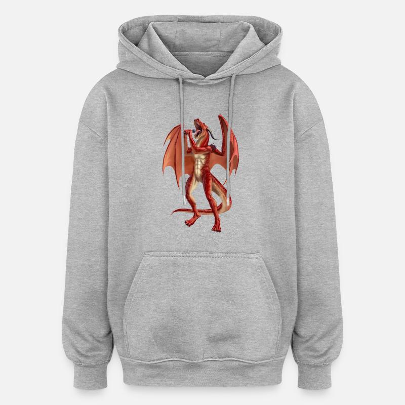 Dragon de chant - Sweat à capuche oversize unisexe - gris chiné