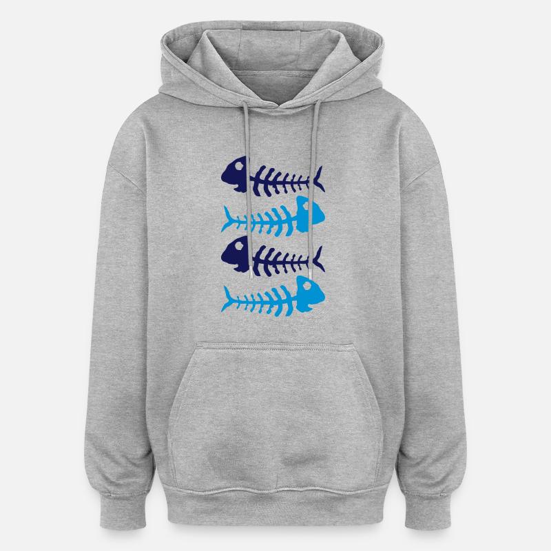 fish_bones_tb2 - Sweat à capuche oversize unisexe - gris chiné