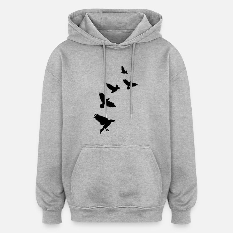 Corbeau - Sweat à capuche oversize unisexe - gris chiné