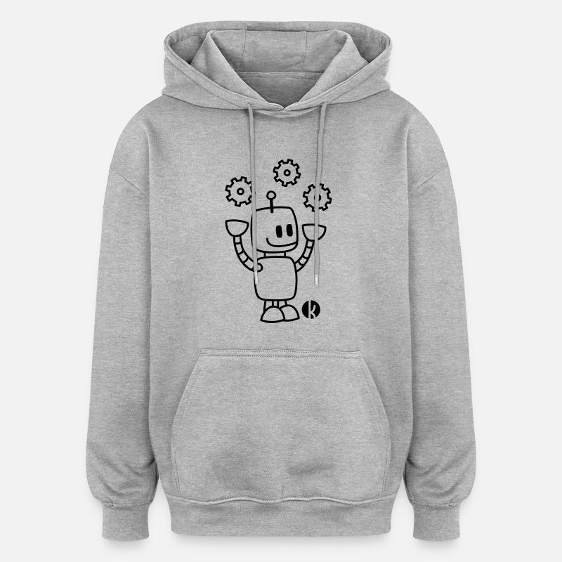 Happy Juggling Robot - Sweat à capuche oversize unisexe - gris chiné
