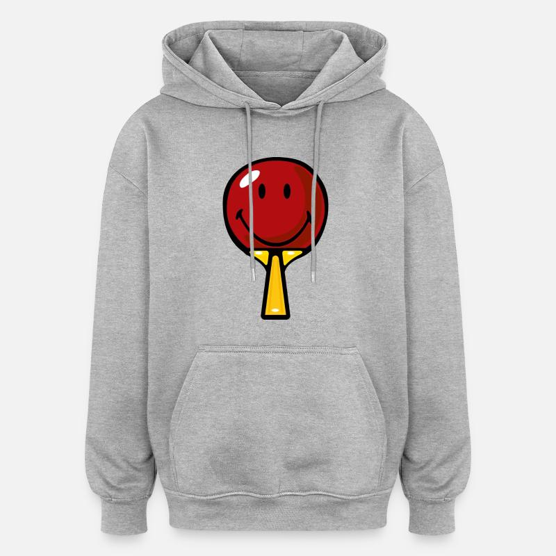 Smiley Table Tennis Racket - Sweat à capuche oversize unisexe - gris chiné