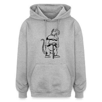 Rat vieux de mauvaise humeur - Sweat à capuche oversize unisexe - gris chiné - Devant - Noah (186cm)