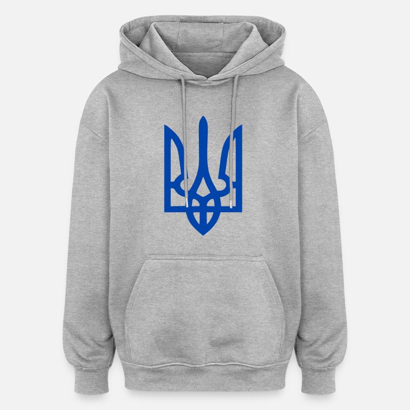 Ukraine - Sweat à capuche oversize unisexe - gris chiné