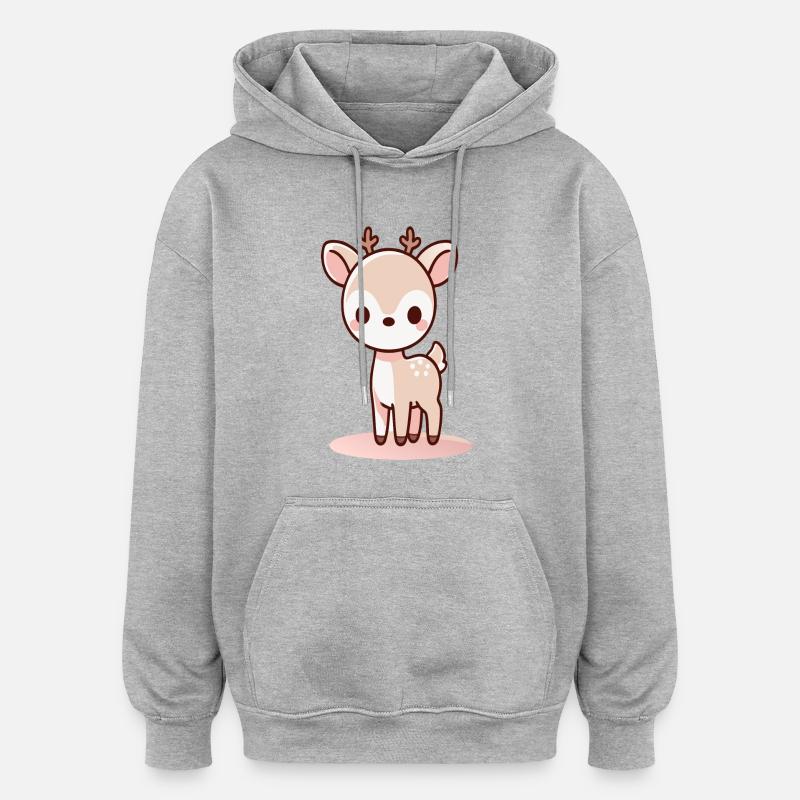 Chevreuil - Sweat à capuche oversize unisexe - gris chiné