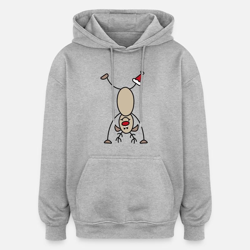 Noël drôle - Sweat à capuche oversize unisexe - gris chiné