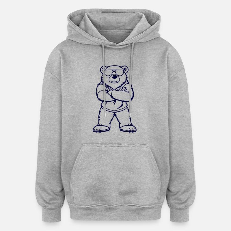 eisbär comic cool - Oversized Unisex Hoodie - Grau meliert