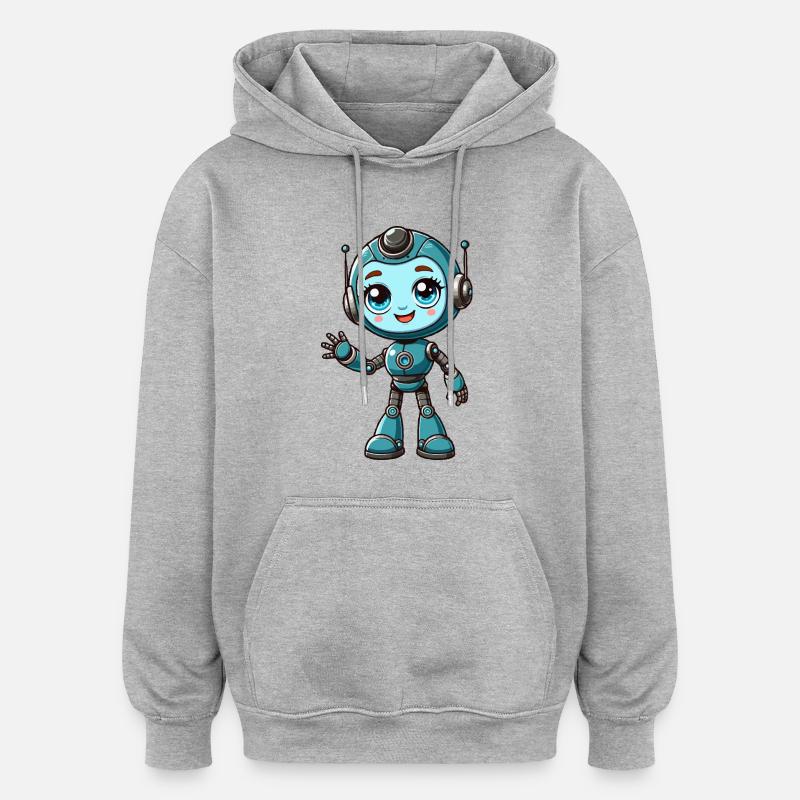 Fille robot - Sweat à capuche oversize unisexe - gris chiné