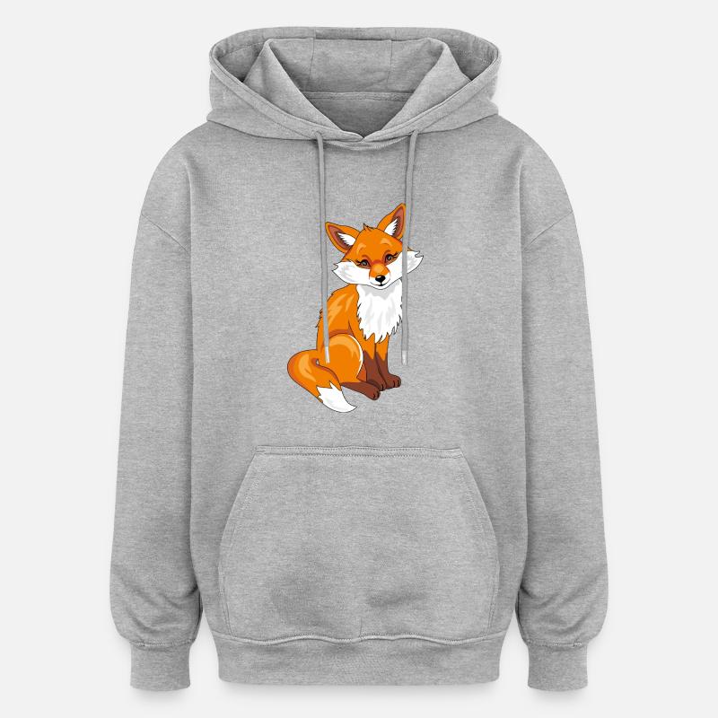 Sitzender süßer, schüchterner Fuchs - Oversized Unisex Hoodie - Grau meliert