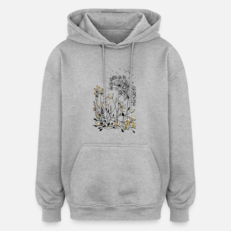 Fleur - Sweat à capuche oversize unisexe - gris chiné