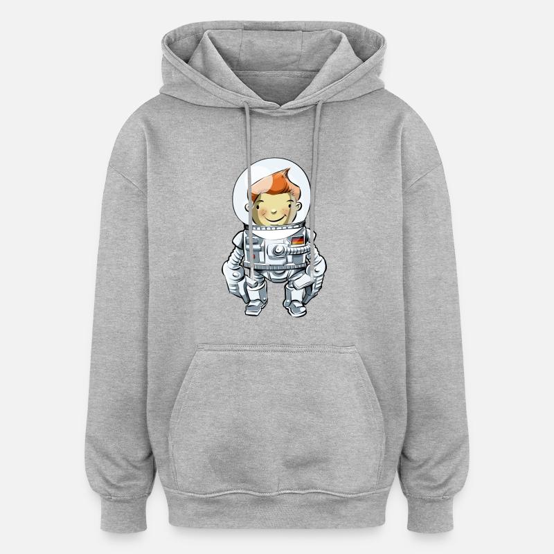 Junger Astronaut - Oversized Unisex Hoodie - Grau meliert
