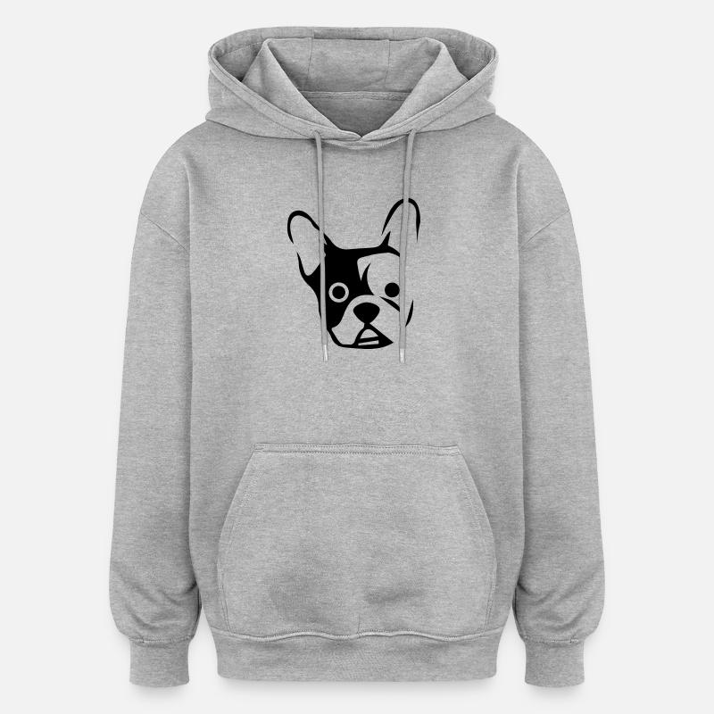 A la tête d'un bouledogue - Sweat à capuche oversize unisexe - gris chiné