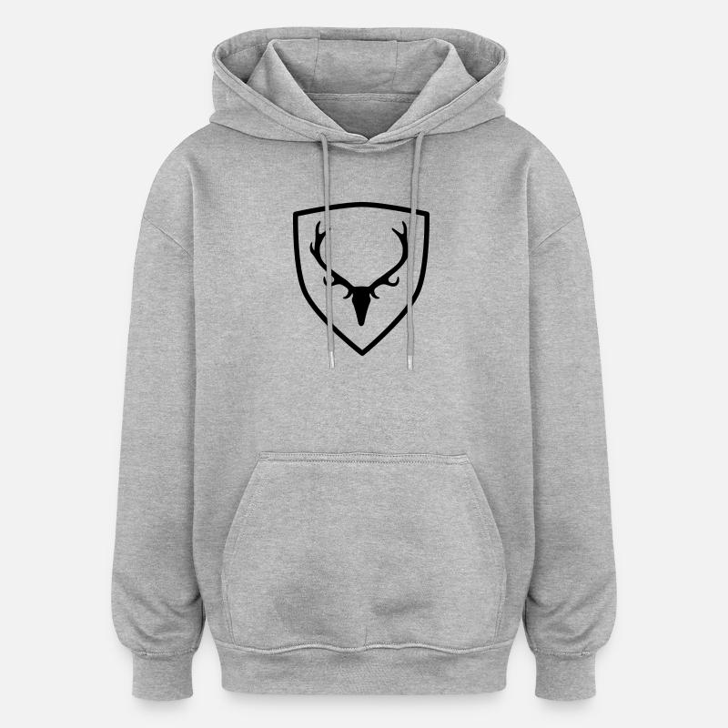 Wappen mit Geweih - Oversized Unisex Hoodie - Grau meliert
