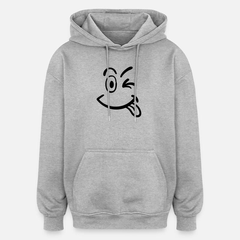 smiley - Sweat à capuche oversize unisexe - gris chiné
