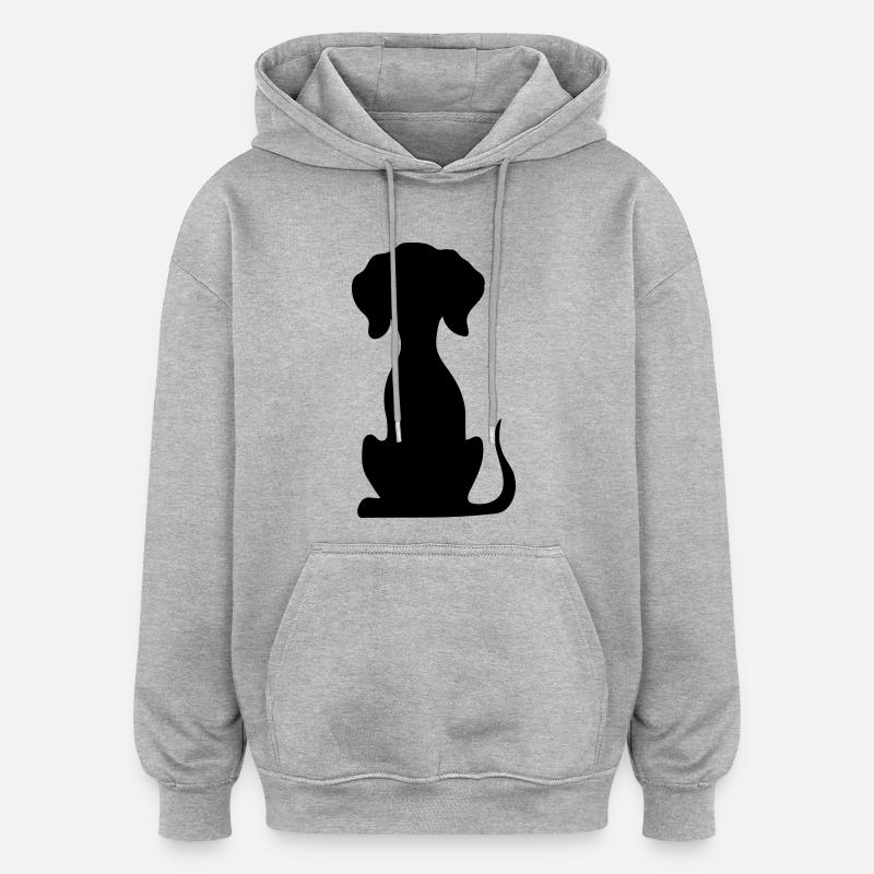 chien - Sweat à capuche oversize unisexe - gris chiné