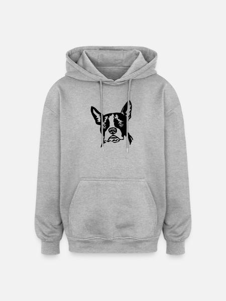 Boston terrier - Oversized Unisex Hoodie - heather grey