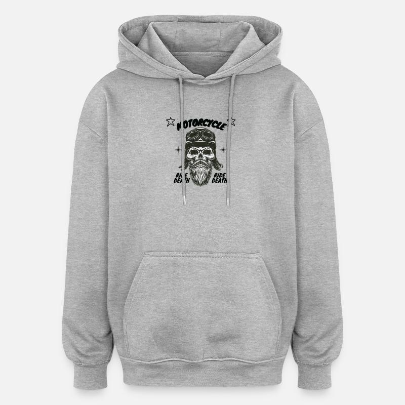 Crâne aviateur moto Ride Death - Sweat à capuche oversize unisexe - gris chiné