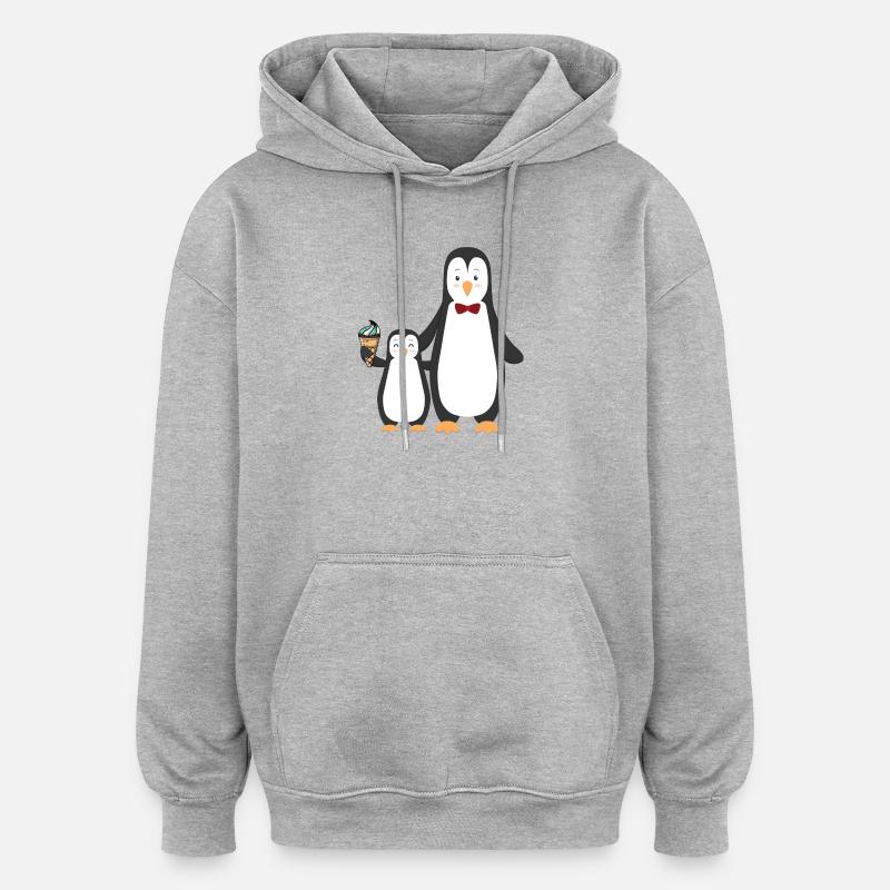Penguin Penguins with Ice - Oversized Unisex Hoodie - heather grey